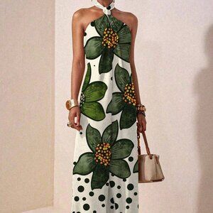 Multicolor Boho Elegant Women's Floral Halter Jumpsuit